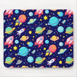Farbenfrohes Weltraum-Cartoon-Muster Mousepad