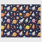 Farbenfrohes Weltraum-Explorationsmuster Geschenkpapier (Flach)
