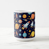 Farbenfrohes Weltraum-Explorationsmuster Kaffeetasse (Mittel)