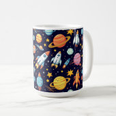 Farbenfrohes Weltraum-Explorationsmuster Kaffeetasse (VorderseiteRechts)