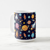 Farbenfrohes Weltraum-Explorationsmuster Kaffeetasse (Vorderseite Links)
