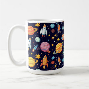 Farbenfrohes Weltraum-Explorationsmuster Kaffeetasse