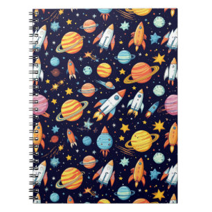 Farbenfrohes Weltraum-Explorationsmuster Notizblock