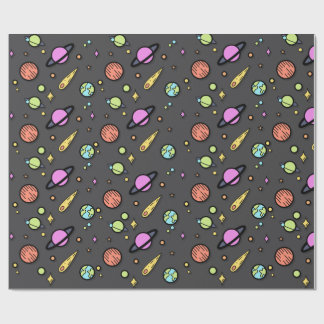 Farbenfrohes Weltraum-Krakelpapier Geschenkpapier