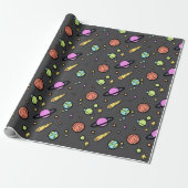 Farbenfrohes Weltraum-Krakelpapier Geschenkpapier (Ungerollt)
