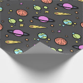 Farbenfrohes Weltraum-Krakelpapier Geschenkpapier (Ecke)
