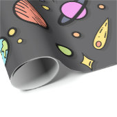 Farbenfrohes Weltraum-Krakelpapier Geschenkpapier (Rolleneckpunkt)