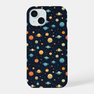 Farbenfrohes Weltraum-Planeten-Muster iPhone 15 Hülle