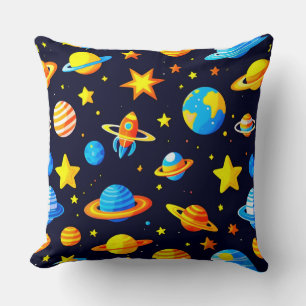 Farbenfrohes Weltraumthema mit Planeten Kissen