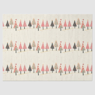 Farbenfrohes Whimsical-Weihnachtsbaum-Muster Seidenpapier