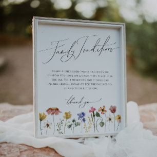 Farbenfrohes Wildblumen-Familientraditionen-Schild Poster