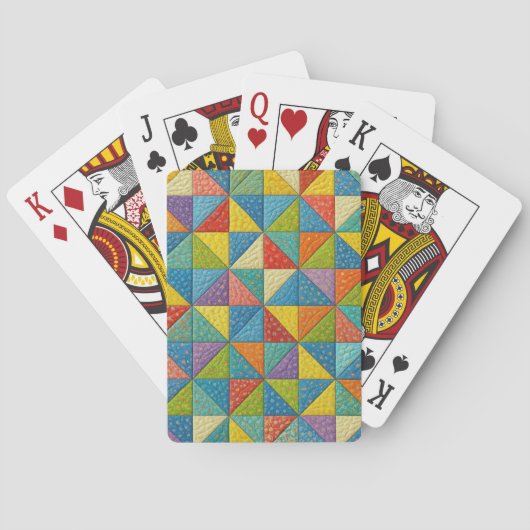 Farbenfrohes Windrad-Quilt-Design Spielkarten (Rückseite)