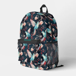 Farbenfrohes Winter-Kolibri-Muster Bedruckter Rucksack