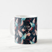 Farbenfrohes Winter-Kolibri- und Blumenmuster Kaffeetasse (Vorderseite Links)