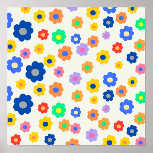 Farbenfrohes Y2K kleines Blumen Indie-Muster Poster