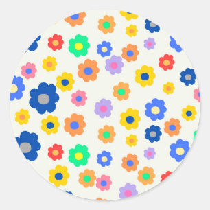 Farbenfrohes Y2K kleines Blumen-Indie-Muster Runder Aufkleber