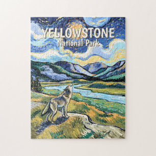 Farbenfrohes Yellowstone-Nationalpark Wolfheulen Puzzle