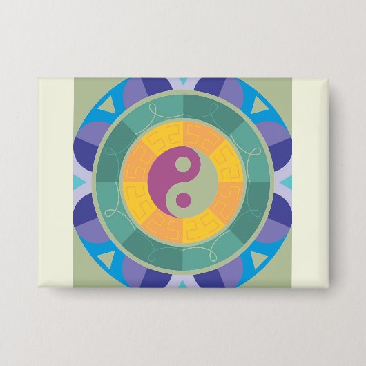 Farbenfrohes Yin-Yang-Muster Button (Vorderseite)
