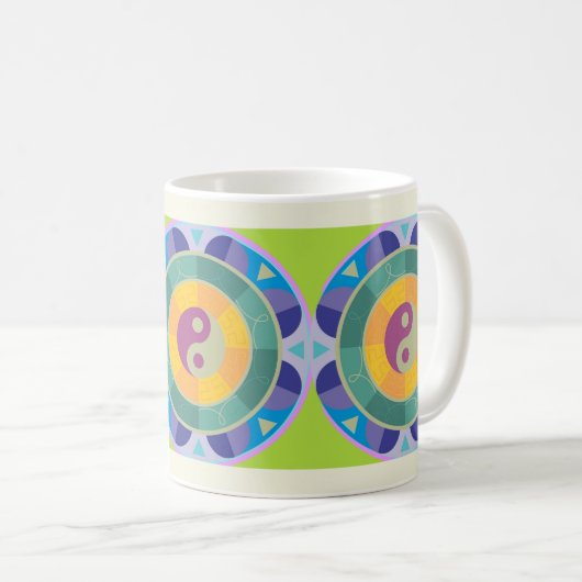 Farbenfrohes Yin-Yang-Muster Kaffeetasse (VorderseiteRechts)