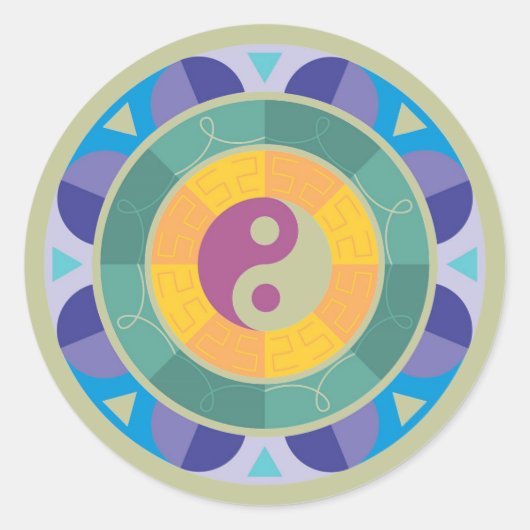 Farbenfrohes Yin-Yang-Muster Runder Aufkleber (Vorderseite)