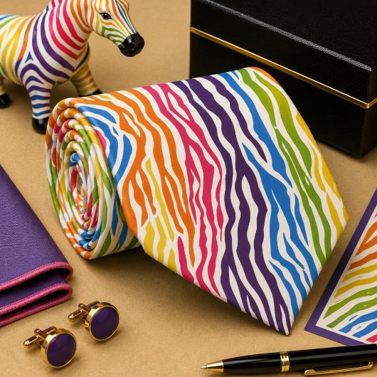 Farbenfrohes Zebra Wildtier-Muster Krawatte