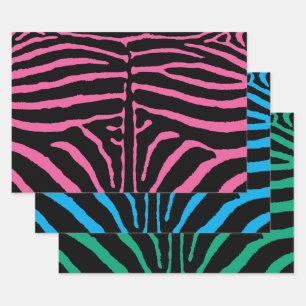Farbenfrohes Zebramuster Geschenkpapier Set