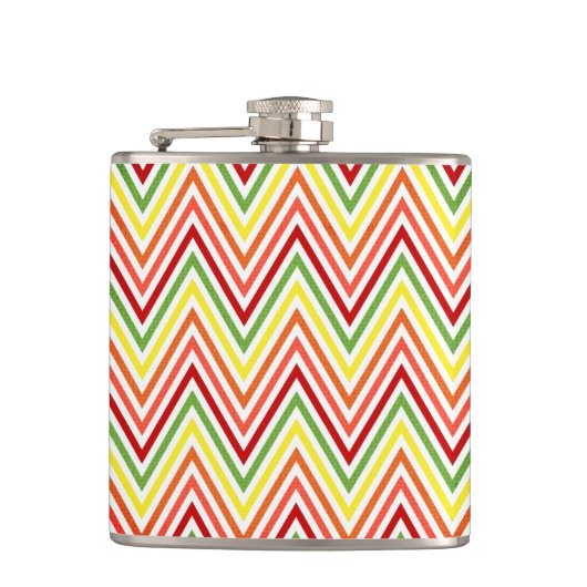 Farbenfrohes Zickzack-Chevron-Muster Flachmann (Vorderseite)