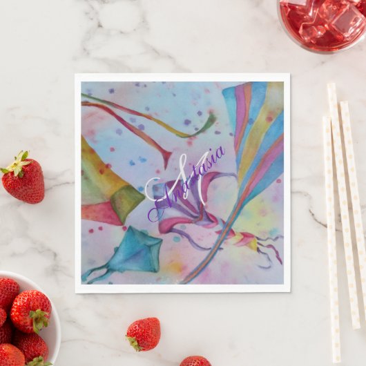 FARBENFUSSFLIEGENDE KITES MONOGRAMM PARTY SERVIETTE (Beispiel)