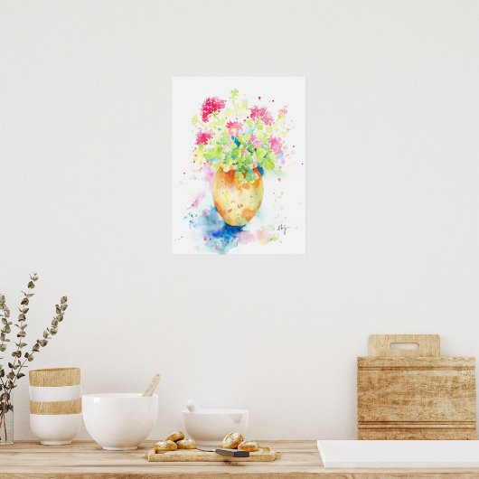 Farbengeran aus Terrakotta Poster (Küche)