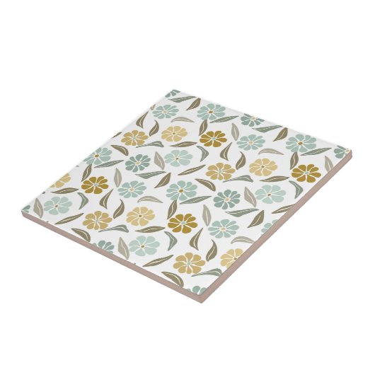 Farbengrün-braun-Retromuster Fliese (Seite)