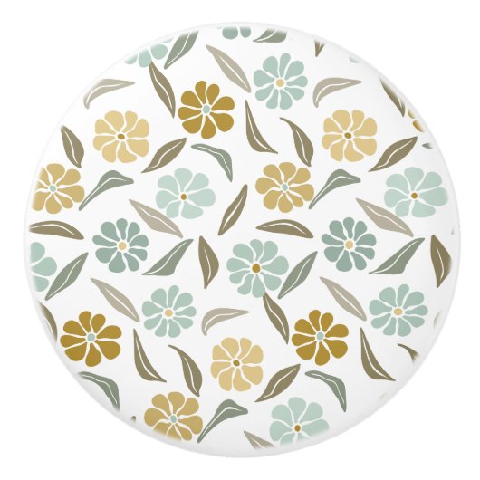 Farbengrün-braun-Retromuster Keramikknauf (Vorderseite)