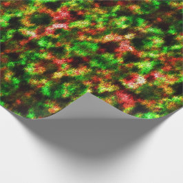 Farbengrün, gelb bis rot mit Federn. Geschenkpapier