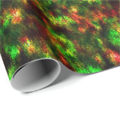 Farbengrün, gelb bis rot mit Federn. Geschenkpapier (Rolleneckpunkt)