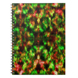 Farbengrün, gelb bis rot mit Federn. Notizblock