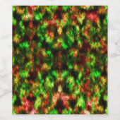 Farbengrün, gelb bis rot mit Federn. Weinetikett (Einzelnes Label)