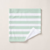 Farbengrün-weiße Streifen Badhandtuch Set (Waschlappen)