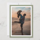 Farbengrüne Kalligrafie Weißrahmen Klassisches Fot Save The Date (Rückseite)