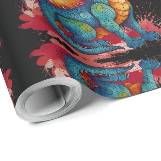 Farbenkleiner Drache Geschenkpapier (Rolleneckpunkt)