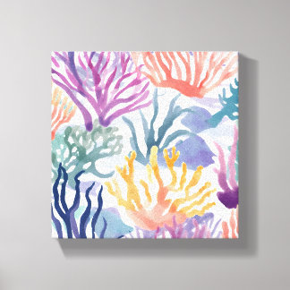 Farbenkoralle | Ocean Coral Watercolor Malerei Leinwanddruck