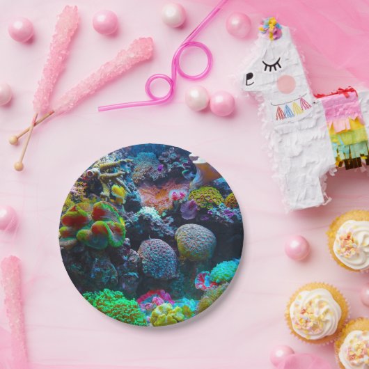 Farbenkoralle Pappteller (Party)