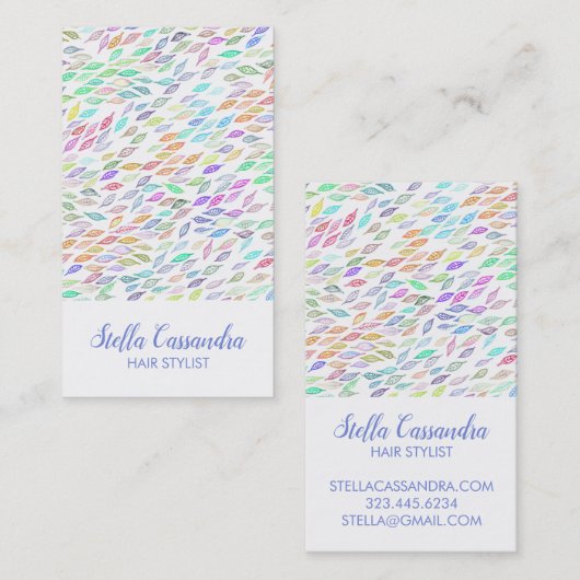 Farbenleder Feather farbenfroh Modernes Muster Visitenkarte (Vorne/Hinten)