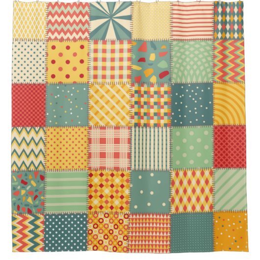 Farbenloses Patchwork mit abstraktem Muster Duschvorhang (Vorderseite)