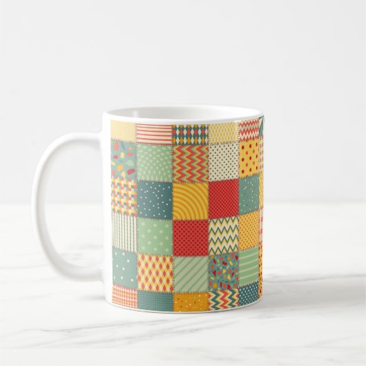 Farbenloses Patchwork mit abstraktem Muster Kaffeetasse (Links)