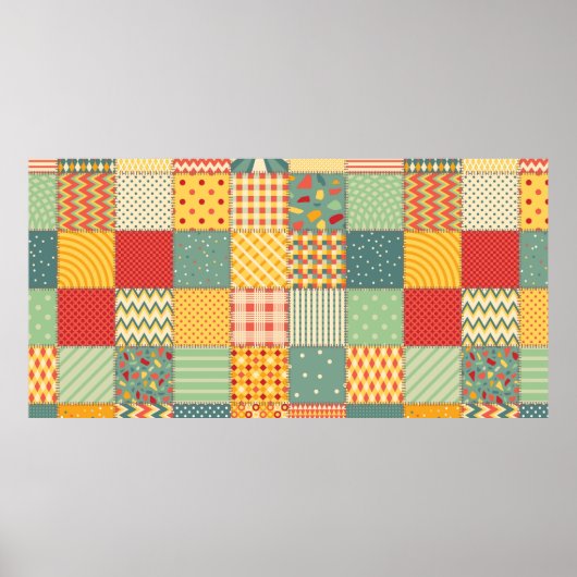 Farbenloses Patchwork mit abstraktem Muster Poster (Vorne)