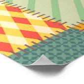 Farbenloses Patchwork mit abstraktem Muster Poster (Ecke)