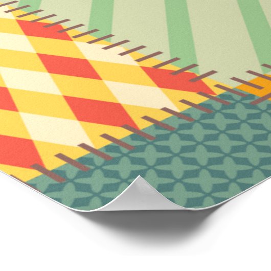 Farbenloses Patchwork mit abstraktem Muster Poster (Ecke)