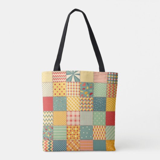Farbenloses Patchwork mit abstraktem Muster Tasche (Rückseite)