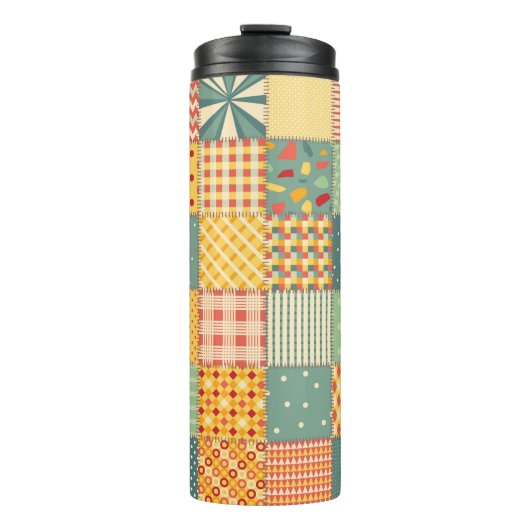 Farbenloses Patchwork mit abstraktem Muster Thermosbecher (Vorderseite)