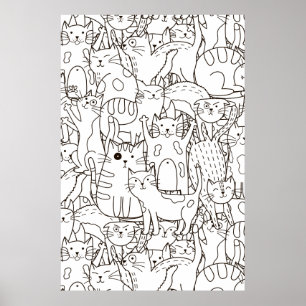 Farbenpapier der Katze Poster