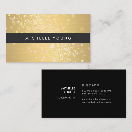 Farbenpest in Gold und Schwarz für Makeup-Künstler Visitenkarte (Vorne/Hinten)